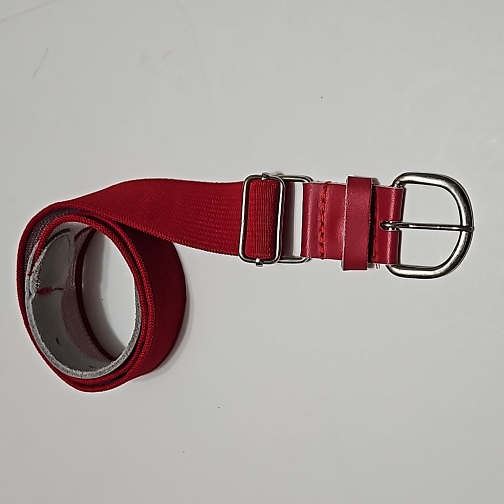 BBY Leather & Stretch Red Wide Sports Adjustable Belt Waist 26-32 #B-45